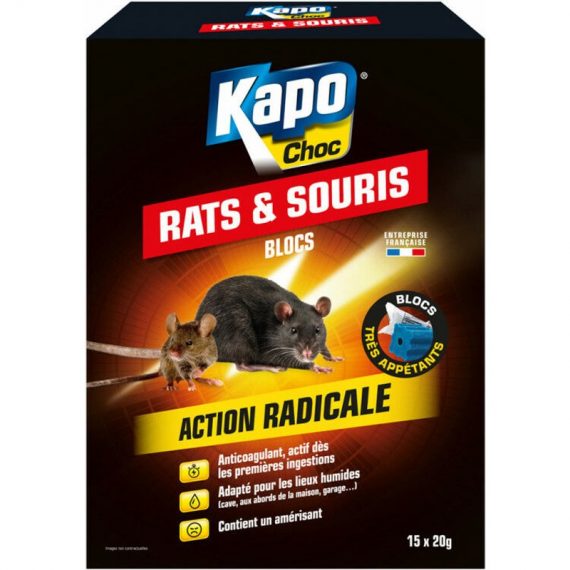 Blocs rats et souris - action radicale - 300g CHOC - Kapo 3365000032459 3365000032459