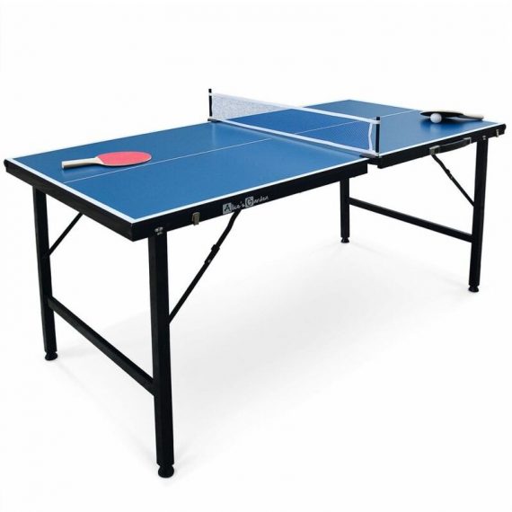 Mini table de ping pong 150x75cm - table pliable INDOOR bleue, avec 2 raquettes et 3 balles, valise de jeu pour utilisation intérieure, sport tennis 3760247262087 PPT911BMINI