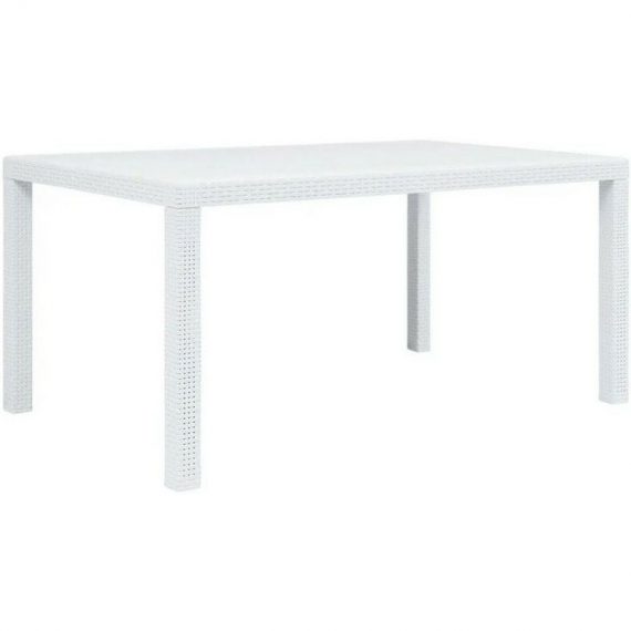 Table de Jardin Aspect de Rotin Plastique Blanc 150x90x72 cm - Blanc - Vidaxl 8718475743118 45604