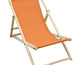 Chaise longue de jardin pliante bois bain de soleil plage chilienne orange 120kg 4064649003231 390000956