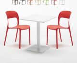 Ahd Amazing Home Design - Table carrée 60x60 blanche avec 2 chaises colorées Restaurant Lemon | Couleur: Rouge 7640179397933 SET2SHO60BBRESR