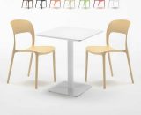 Ahd Amazing Home Design - Table carrée 60x60 blanche avec 2 chaises colorées Restaurant Lemon | Couleur: Beige 7640179397919 SET2SHO60BBRESCR