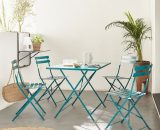 Alice's Garden - Salon de jardin bistrot pliable - Emilia rectangulaire bleu canard - Table rectangulaire 110x70cm avec quatre chaises pliantes, 3760247266443 BS110R4BD