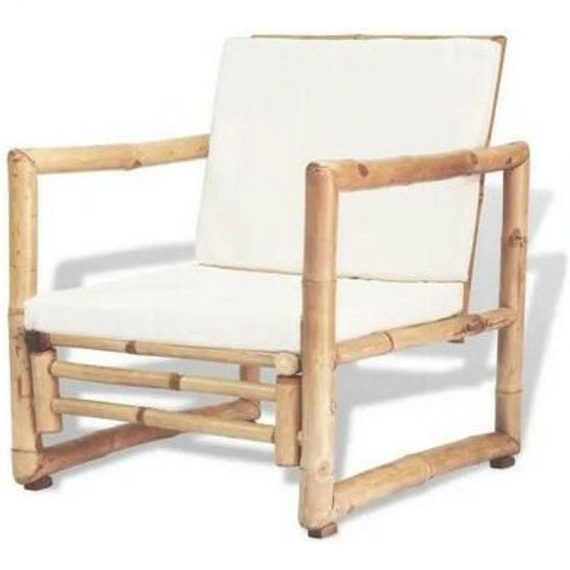 Chaise de jardin bambou et polyester blanc Maboun - Lot de 2 8718475507215 43158