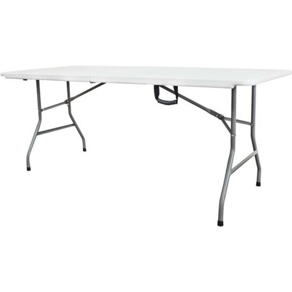 Todeco - Table Pliante Transportable, Table en Plastique Robuste, 180 x 74 cm, Blanc, Pliable en deux, Matériau: hdpe - Blanc 3700778708678 HP500427