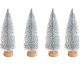 Décorations de saison Lot de 4 petits sapins de Noël artificiels en sisal avec base en bois pour décoration de chambre de Noël GrooFoo (Argent, 15 cm) 9182174342511 MGF00894