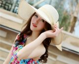 Chapeau d'été à large bord souple pour femme - Grand nœud - Chapeau de soleil d'été - Chapeau de paille - Pour fête, jardin, voyage - blanc lait 9771353085884 XDA11366-JYX