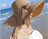 Chapeau d'été à large bord souple pour femme - Grand nœud - Chapeau de soleil d'été - Chapeau de paille - Pour fête, jardin, voyage - kaki 9771353085907 XDA11368-JYX
