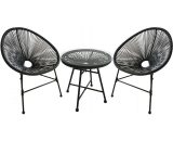 Acapulco : Ensemble 2 fauteuils oeuf + table basse gris - Gris 3662819099230 195074