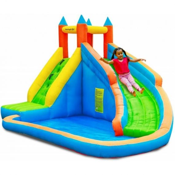 Château Aquatique Gonflable pour enfants 4m - Aire de jeux avec Escalade, Tobbogan et Piscine - Aqua Park - Multicolore 3700998925817 IC-AMF-006