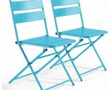Palavas - Lot de 2 chaises pliantes en métal Bleu - Bleu 3663095042064 106548