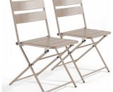 Palavas - Lot de 2 chaises pliantes en métal Taupe - Gris 3663095042088 106550