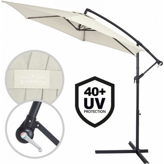 Parasol en aluminium Ø 300cm Protection UV 30 Manivelle Jardin terrasse balcon Crème 4250525335798 104078
