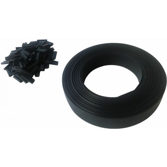 Toilinux - Lamelle occultante PVC avec clip de fixation de 50 m pour grillages rigides - 500x4,8x0,5cm - Gris foncé 3665549075857 L950031