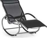 Santorini Fauteuil à bascule chaise longue aluminium polyester -noir - Blum 4260509684156 4260509684156