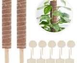 2x Bâtons de plantes en noix de coco, avec 10 étiquettes de plantes en bambou (6 x 10 cm), aide à l'escalade en fibre de noix de coco naturelle 4630101570902 AM476586