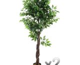 Lot de 2 plantes artificielles Ficus Pot, Hauteur 180 cm - Pegane 6037657272829 22JUS-110341x2