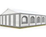 Tente de réception 5x8 m Toile de Haute qualité env. 240g/m² PE Gris-Blanc Construction en Acier galvanisé avec raccordement par vissage - gris 4260578434072 91123