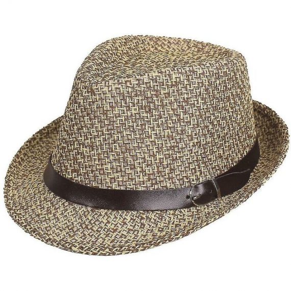 Homme Été Tissé Chapeau de Paille Outdoor Sunscreen Wild Jazz Hat Sun Hat -kaki - Ensoleillé 5768581042790 YN-5095