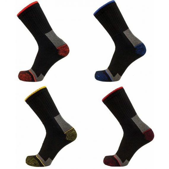 Chaussettes de travail coton LMA ELIOS (Lot de 4 paires) Noir / Rouge 39-42 - Noir / Rouge 3473832644242 72281
