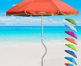 Girafacile - Parasol de plage aluminium léger visser protection uv 220 cm Eolo | Orange 7640169386503 GF22ALUVAR