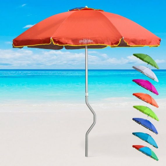Girafacile - Parasol de plage aluminium léger visser protection uv 220 cm Eolo | Orange 7640169386503 GF22ALUVAR