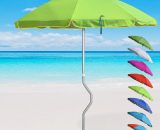 Girafacile - Parasol de plage aluminium léger visser protection uv 220 cm Eolo | Vert 7640169386480 GF22ALUVV
