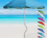 Girafacile - Parasol de plage aluminium léger visser protection uv 220 cm Eolo | Turquoise 7640169386466 GF22ALUVAZ