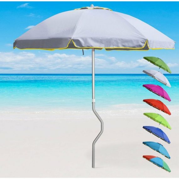 Parasol de plage aluminium léger visser protection uv GiraFacile 220 cm Eolo | Blanc - Argent 7640179392419 GF22ALUVBI