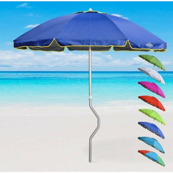Girafacile - Parasol de plage aluminium léger visser protection uv 220 cm Eolo | Bleu 7640169386473 GF22ALUVBL