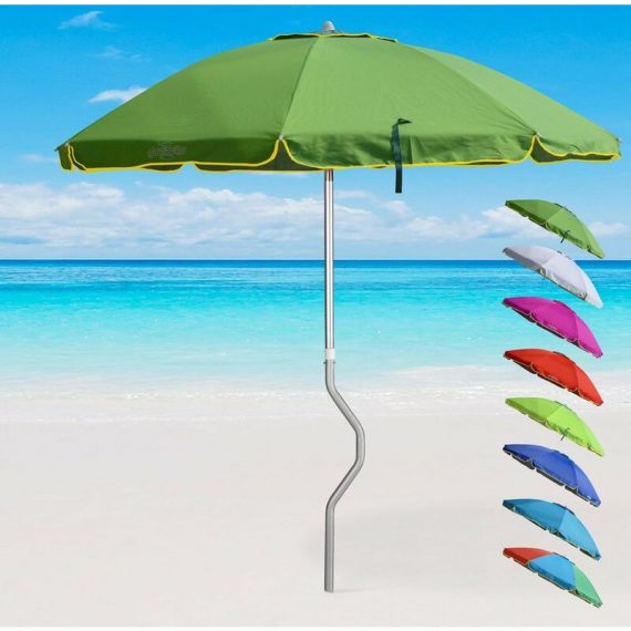 Parasol de plage aluminium léger visser protection uv 220 cm Eolo | Vert foncé - Girafacile 7640179392389 GF22ALUVVS