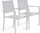 Lot de 2 fauteuils de jardin aluminium et textilène blanc - Blanc 3663095046543 107147
