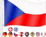 Grands Drapeaux, plusieurs pays au choix, barres incluses pour réglage sur plusieurs hauteurs allant de 210cm à 650cm - Couleur : République Tchèque 4048821749407 30050183