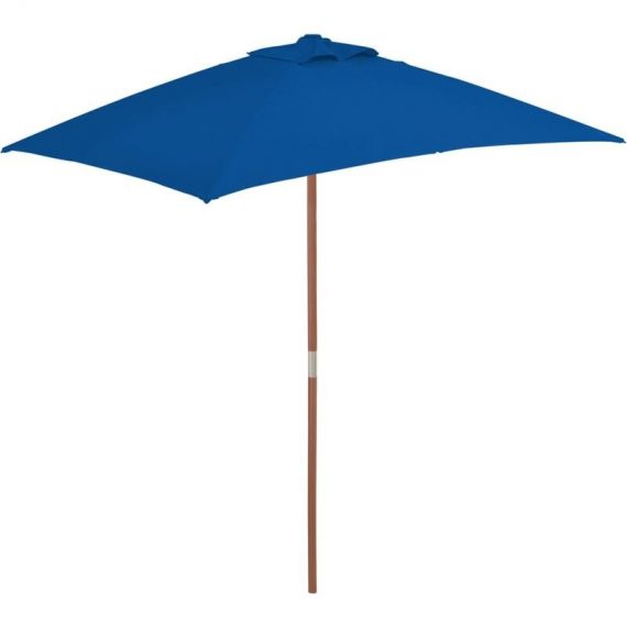 Parasol d'extérieur avec mât en bois Bleu 150x200 cm - Bleu - Vidaxl 8720286165676 313885
