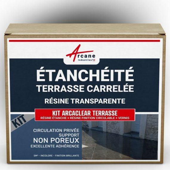 Arcane Industries - étanchéité transparente terrasse carrelée résine produit translucide carrelage balcon Transparent - Finition Brillante - 5m², 3700043484399 145_23422