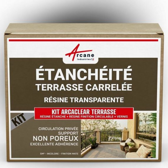 Arcane Industries - tanchéité transparente terrasse carrelée résine produit translucide carrelage balcon Transparent - Finition Mate - 5m², 3700043484412 145_23420