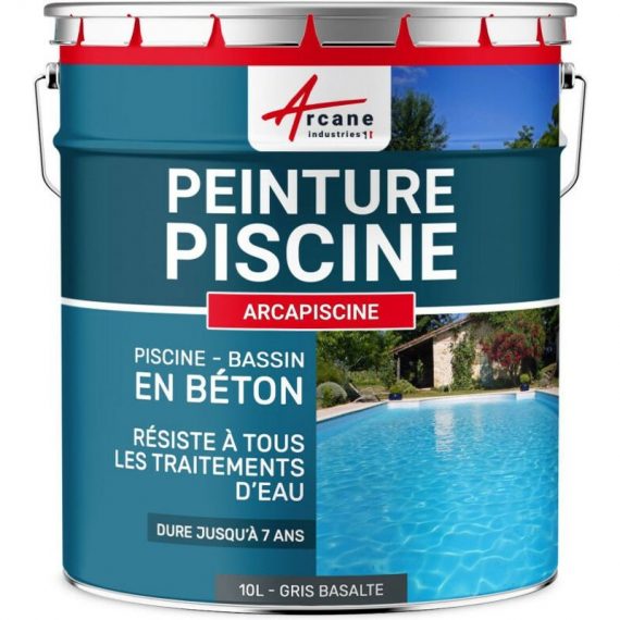 Arcane Industries - Peinture Piscine Bassin Béton arcapiscine Ciment Décoration Imperméable Bleu Blanc Gris Grise Jaune Sable Noir Vert Gris basalte 3700043470170 24_24710