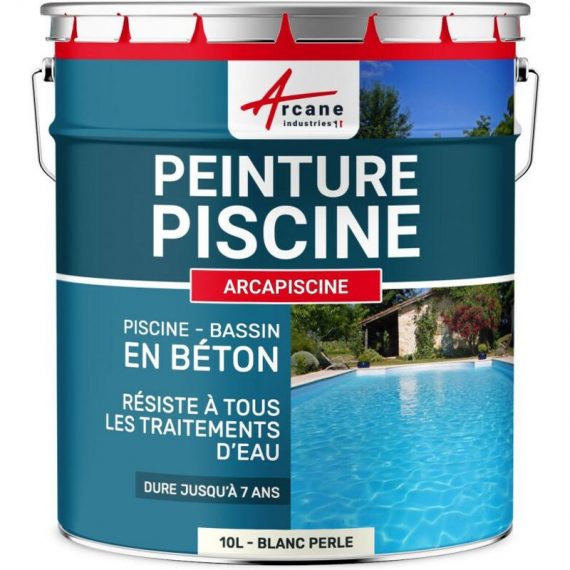 Peinture Piscine Bassin Béton ARCAPISCINE Ciment Décoration Imperméable Bleu Blanc Gris Grise Jaune Sable Noir Vert ARCANE INDUSTRIES Blanc perle ral 3700043470125 24_24705