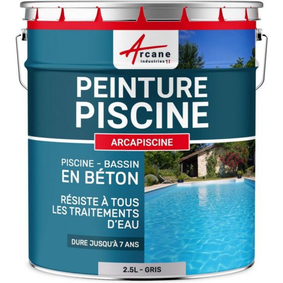 Peinture Piscine Bassin Béton ARCAPISCINE Ciment Décoration Imperméable Bleu Blanc Gris Grise Jaune Sable Noir Vert ARCANE INDUSTRIES Gris Piscine 3700043470040 24_24702