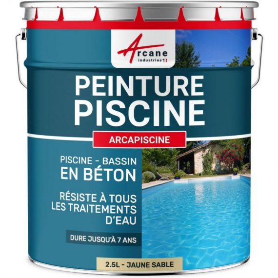 Peinture Piscine Bassin Béton ARCAPISCINE Ciment Décoration Imperméable Bleu Blanc Gris Grise Jaune Sable Noir Vert ARCANE INDUSTRIES Jaune sable ral 3700043470064 24_25138