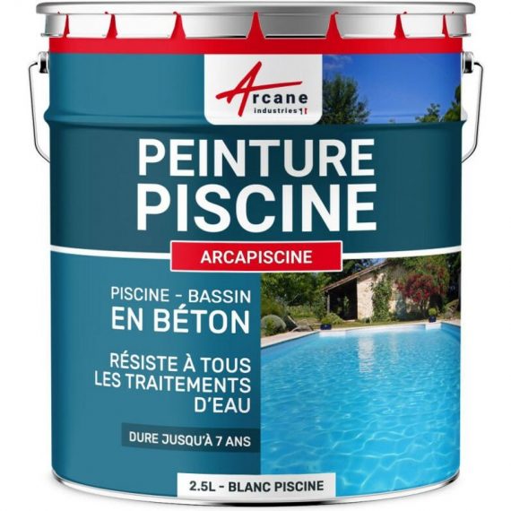 Arcane Industries - Peinture Piscine Bassin Béton arcapiscine Ciment Décoration Imperméable Bleu Blanc Gris Grise Jaune Sable Noir Vert Blanc - 2.5 l 3700043470002 24_24697
