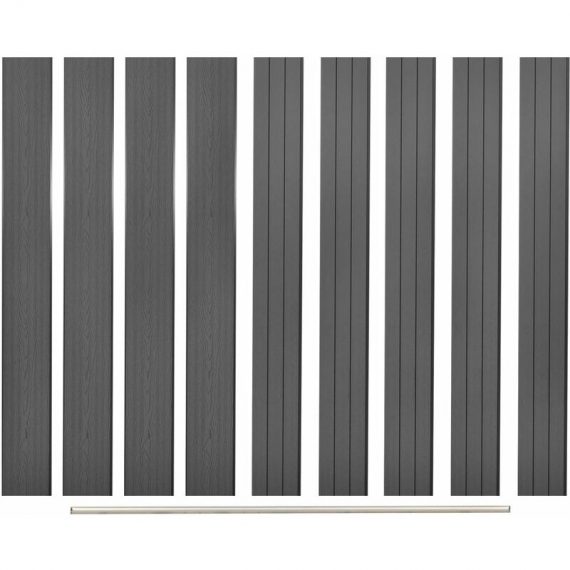 Panneaux de clôture de remplacement 9 pcs wpc 170 cm Gris  TD46740