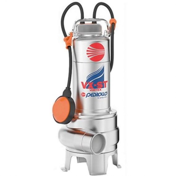 VXm15/50-ST Pompe d'évacuation VORTEX MONO automatique INOX 1,5Hp grand débit égout boue vidange WC professionnel eaux usée - Pedrollo  48SGV96F0A1U