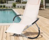 Ecd Germany - Chaise longue pliable fauteuil relaxation jardin extérieur rocking chair créme 4064649012370 390001849