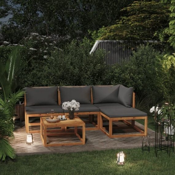 3057602 5 Piece Garden Lounge Set with Cushion Solid Acacia Wood (311854+311856) - Gris - Vidaxl 8720286183441 3057602