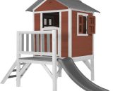 AXI - Maison Enfant Beach Lodge XL en Rouge avec Toboggan en Gris | Maison de Jeux en Bois FFC pour Les Enfants | Maisonnette / Cabane de Jeu pour Le 8717973938026 C050.002.85
