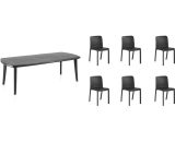 Salon dinatoire Table Extensible + Pack de 6 chaises Grana Anthracites - Anthracite  45262