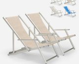 Beach And Garden Design - 2 Transat chaises de plage pliantes mer plage accoudoirs aluminium Riccione Gold Lux | Beige 7630377919273 RI800GOLUX2PZE