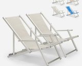 Beach And Garden Design - 2 Transat chaises de plage pliantes mer plage accoudoirs aluminium Riccione Gold Lux | Gris 7630377919297 RI800GOLUX2PZG