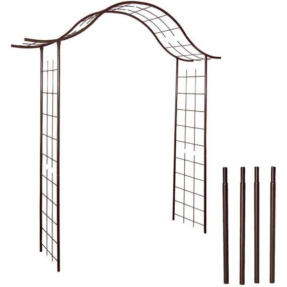 Kit arche de jardin arabesque en fer vieilli tubes ronds + 4 supports poteaux à enfoncer 3517239583961 CMJ958396
